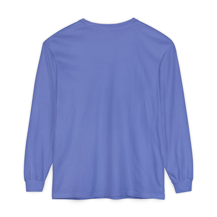 Cross Stitch Long Sleeve T-Shirt Garment Dyed Cotton