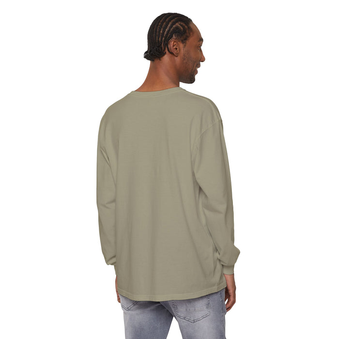 Cross Stitch Long Sleeve T-Shirt Garment Dyed Cotton