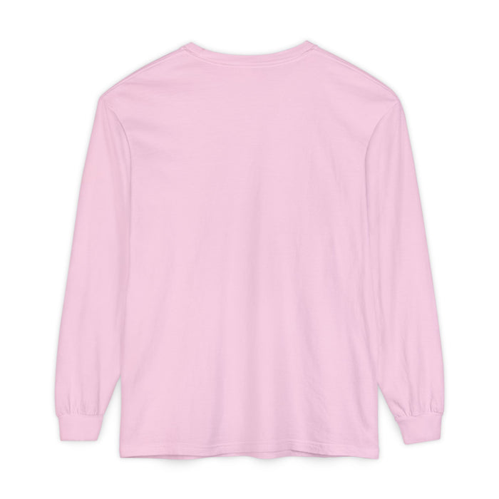 Cross Stitch Long Sleeve T-Shirt Garment Dyed Cotton
